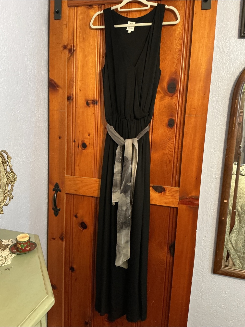Beautiful black maxi dress with scarf belt